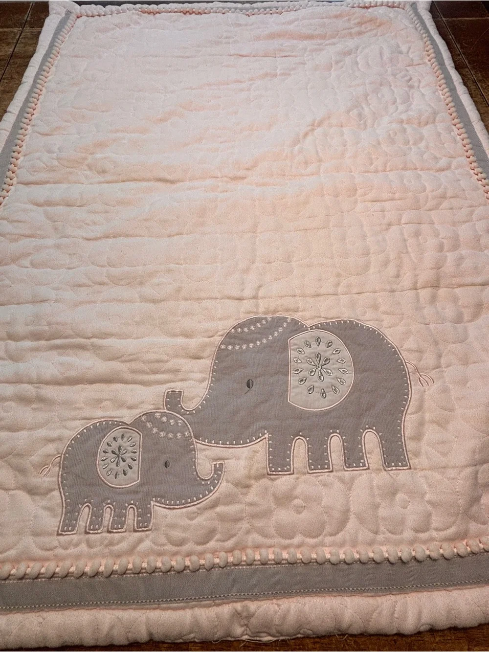 Koala Baby Elephants Pink Grey Pattern Trim Blanket Mom and Baby READ